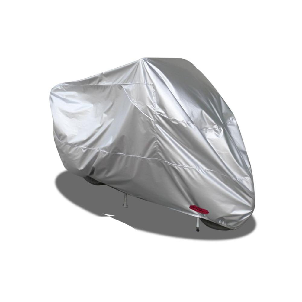Motorradabdeckung mit Schlosslöcher-Aufbewahrung | Allwetterschutz 210D Oxford | L220x95x110cm | Outdoor-Abdeckung für Motorrad & Autozubehör | Wetterfest & Strapazierfähig | Silber