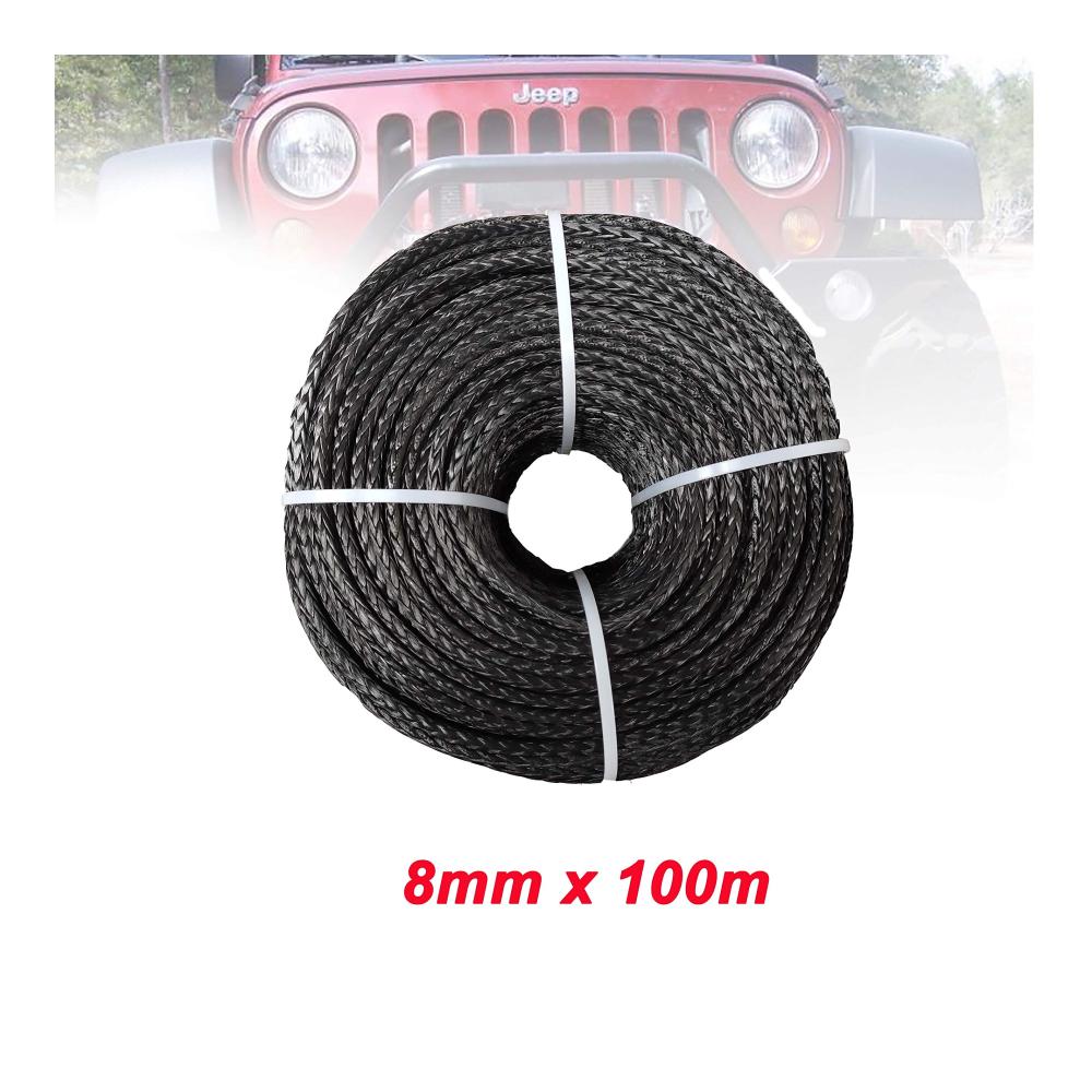 Hochwertiges Abschleppseil 8mm x 100m Schwarz – Synthetisches Winch Line Faserseil für 4WD ATV UTV & Bootsgewinnung – Offroad-Einsatzbereit! Schnelle und sichere Bergung