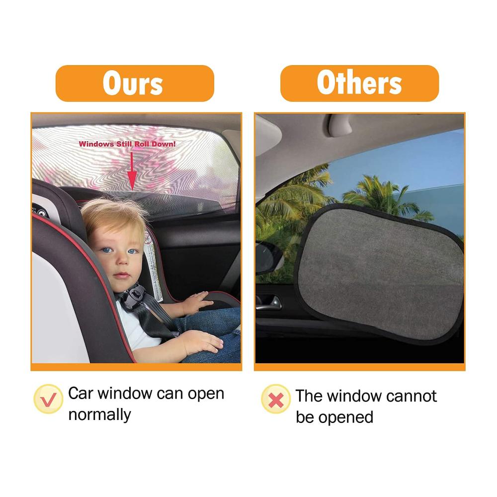 Schattiger Fahrspaß 2 Stück Auto Sonnenschutz für Seitenscheiben | Doppelseitiger UV-Schutz für Kinder Babys & Haustiere | Praktisches Auto Netz zum Schutz vor Hitze