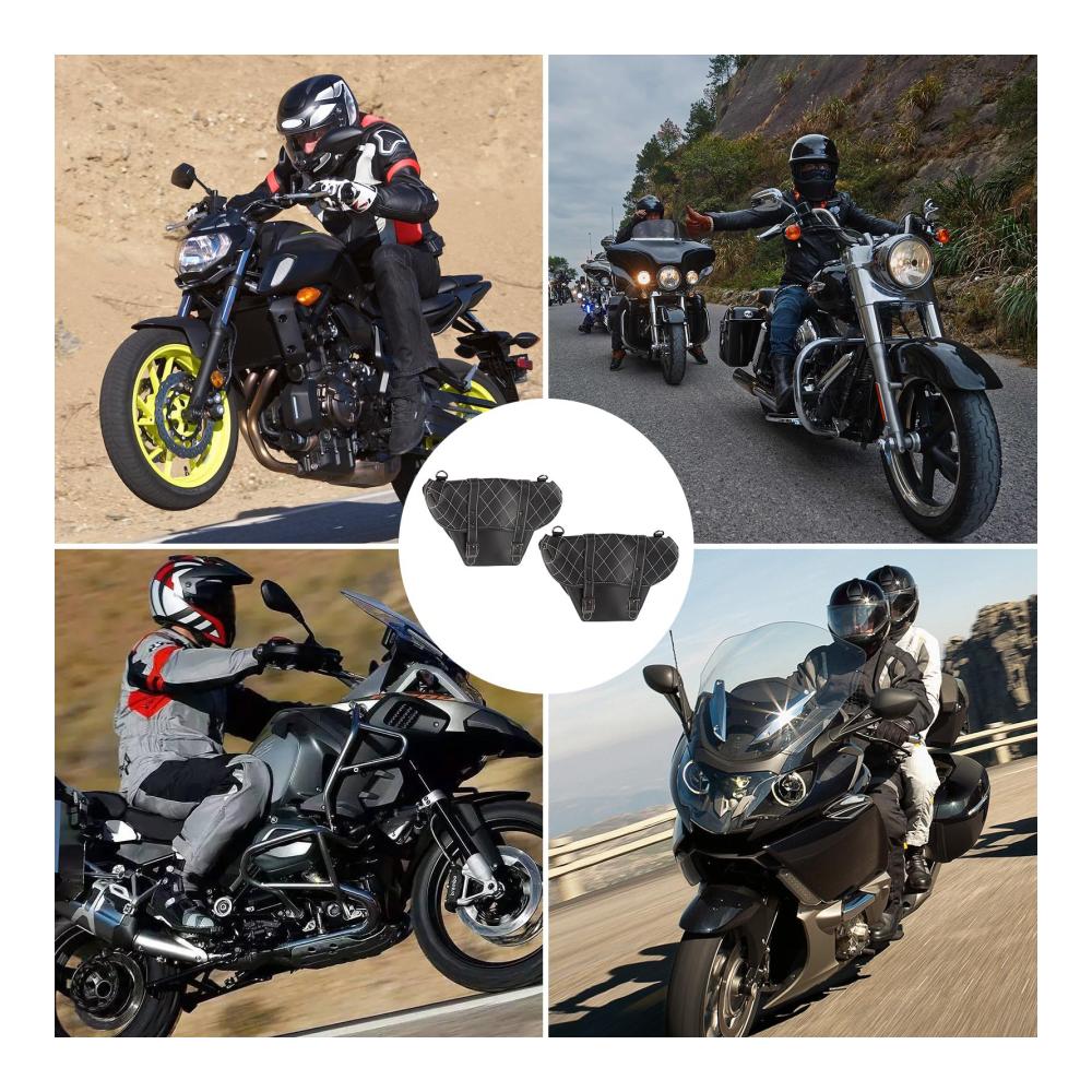 Hochwertige Motorrad-Satteltaschen aus echtem Leder | 2er Set | Retro-Design mit großer Kapazität | Kompatibel mit Seitenwurfsatteltaschen | Motorradgepäcktaschen für Abenteuerlustige (Schwarz