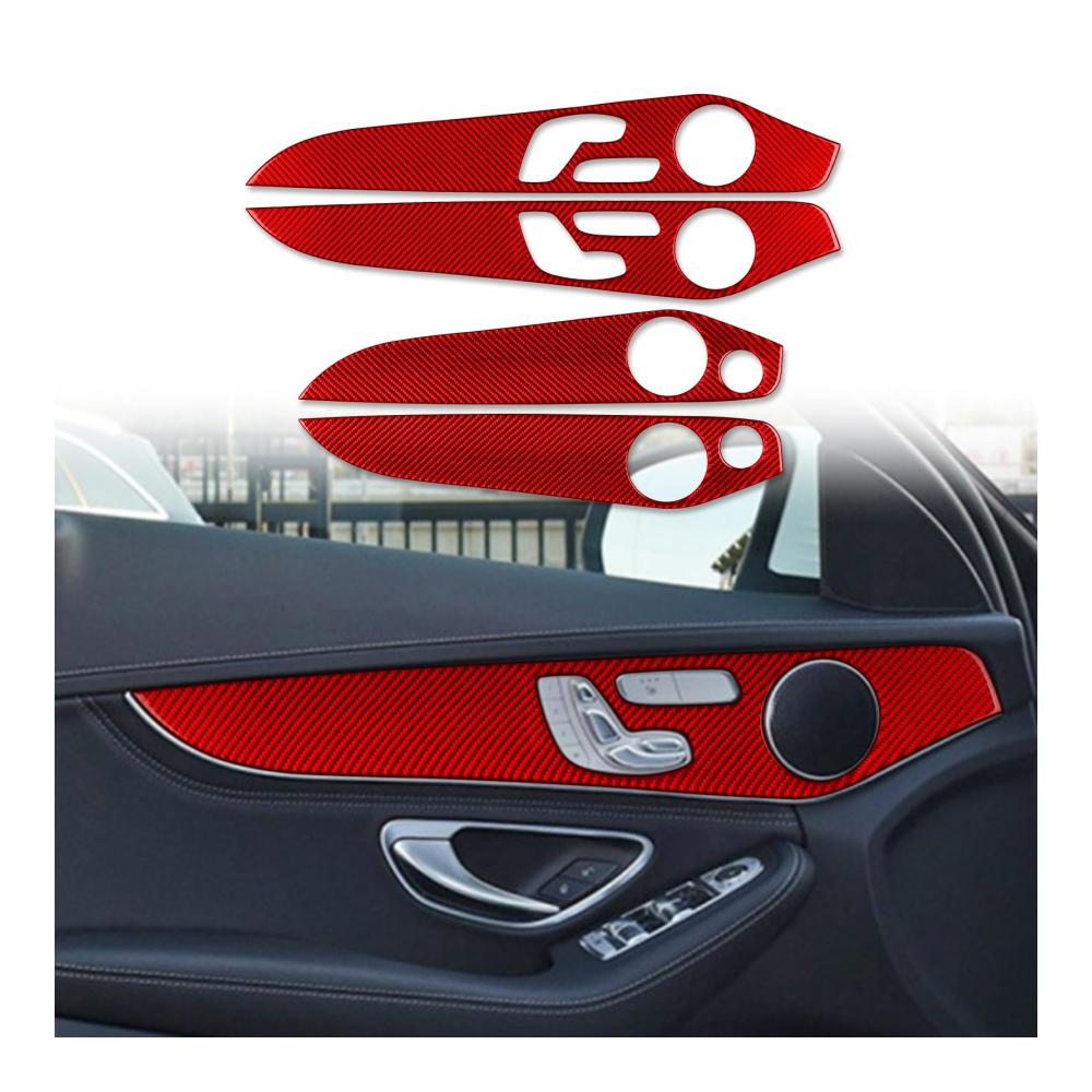 Entdecken Sie Luxus pur Auto Innenraum Türverkleidung 4 Stück für C-Klasse GLC-Klasse W205 2014-2020 in Rotem CarbonFiber - Stil-H. Verleihen Sie Ihrem Fahrzeug mit exquisiten Interieurleisten eine einzigartige Note. Hochwertiges Design mit präzisen Löchern für mühelose Installation. Erleben Sie Eleganz und Stil im Detail