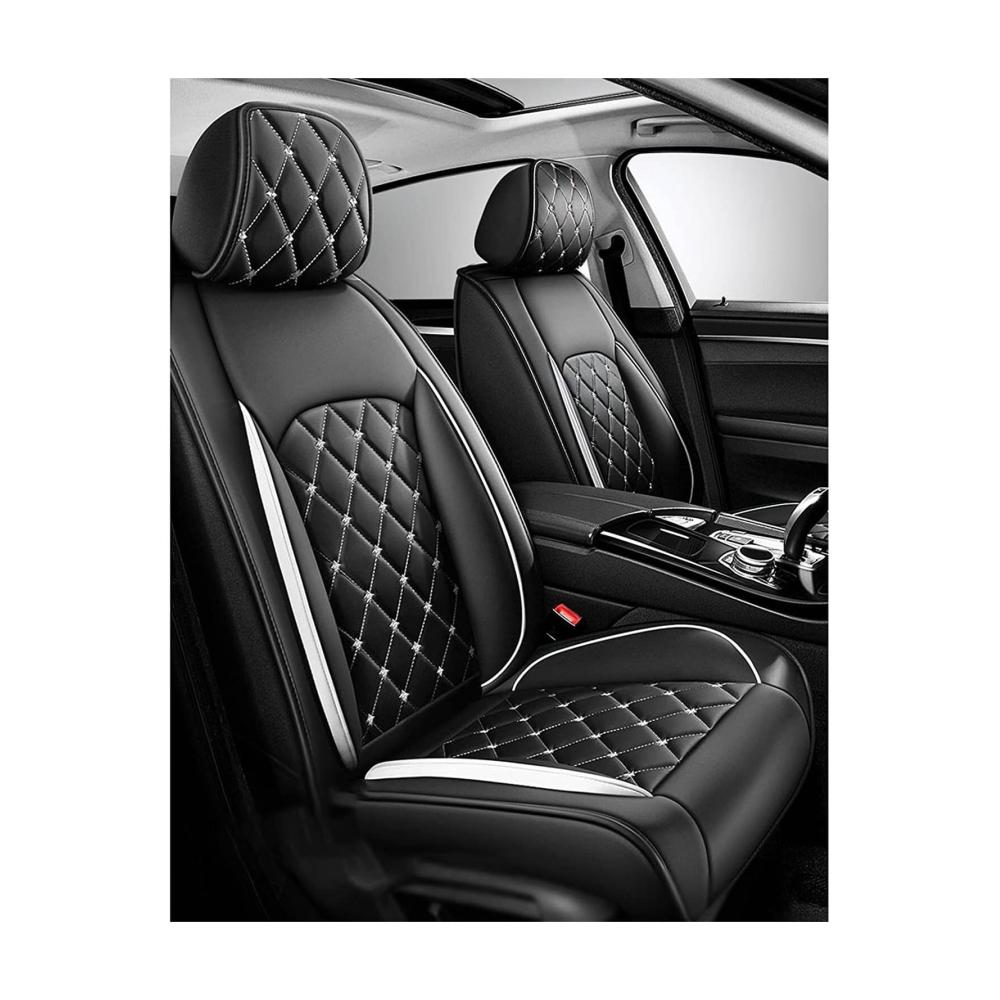 Hochwertige Sitzbezüge für Hyundai Tucson 2000-2023 | Wasserdichte Leder-Autositzauflagen | Universelle Passform | Schützen Sie Ihre Sitze mit stilvollen Schonbezügen | Anti-Rutsch | 5-Sitzer | Weiß
