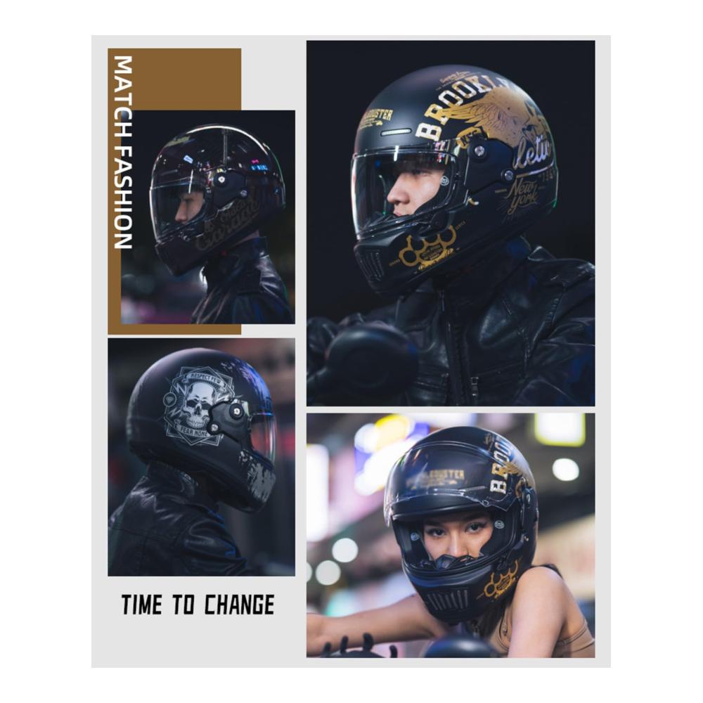 Authentischer Retro-Integralhelm für Erwachsene – DOT/ECE-Zulassung – Vintage Style – Hochwertiger Crash Helm für Motorradkreuzer – Idealer Schutz für Straßen- und Motocross-Fahrten – Größe D M=57-58CM