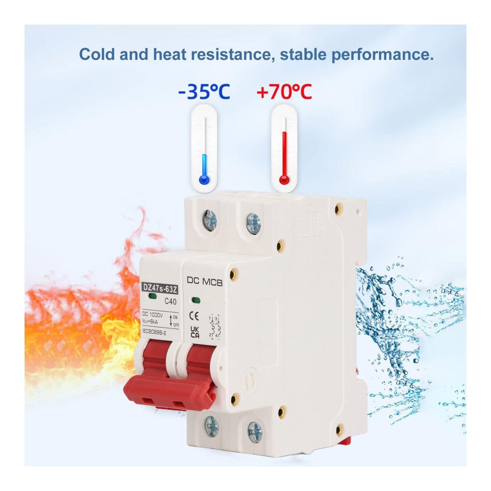 Zuverlässiger Schutzschalter Miniatur-Leistungsschalter 1000 V MCB 40A mit 2P-Schutz für Zuhause | Elektrischer Auslaufschutz | 6kA Schaltleistung | DZ47s-63Z