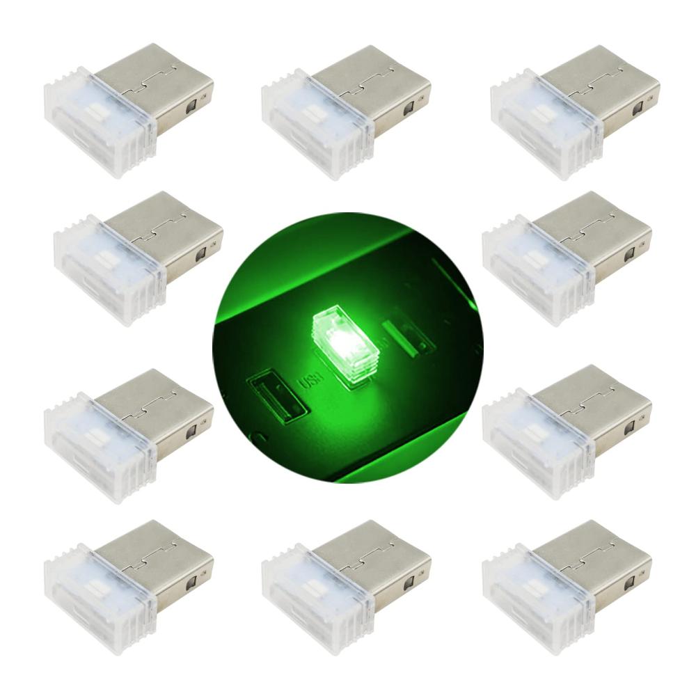 Erzeugen Sie eine gemütliche Atmosphäre im Auto – 10er Set Plug-in-USB-LED-Lichter für Innenbeleuchtung - Grüne USB-Auto-Atmosphärenlichter