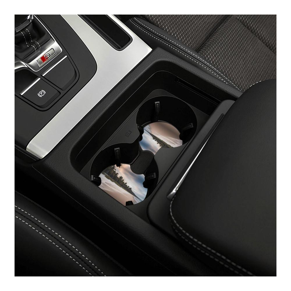 2er Set Auto-Untersetzer Morning Beach am Meer | Stilvolle Getränkehalter fürs Auto | Rutschfest & Wasserdicht | Praktisches Autozubehör für den Sommer | Langlebige Unterlage für Getränke
