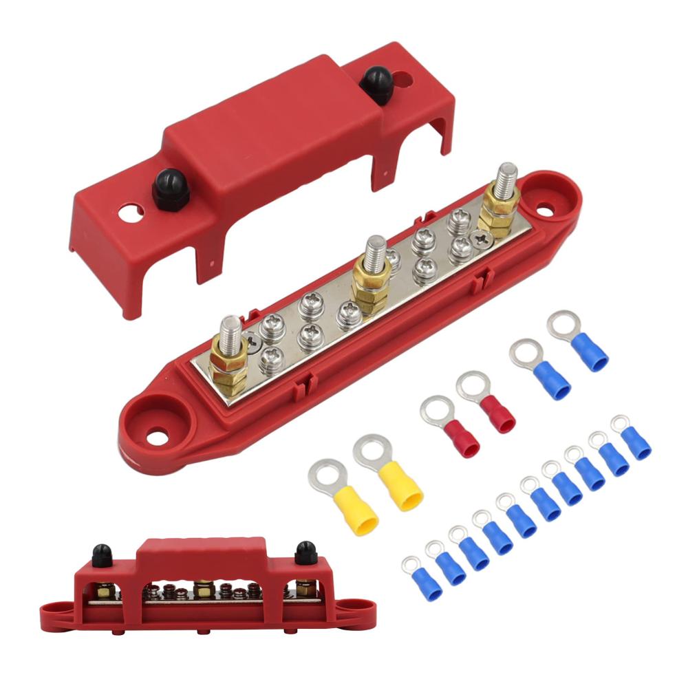 Batterieschalter Hochleistungsmodul Stromverteilungsblock für Auto RV Boot und Yacht. 12V-48V DC Sammelschienenverteiler mit M6 Klemmenbolzen. Sichere Stromverteilung