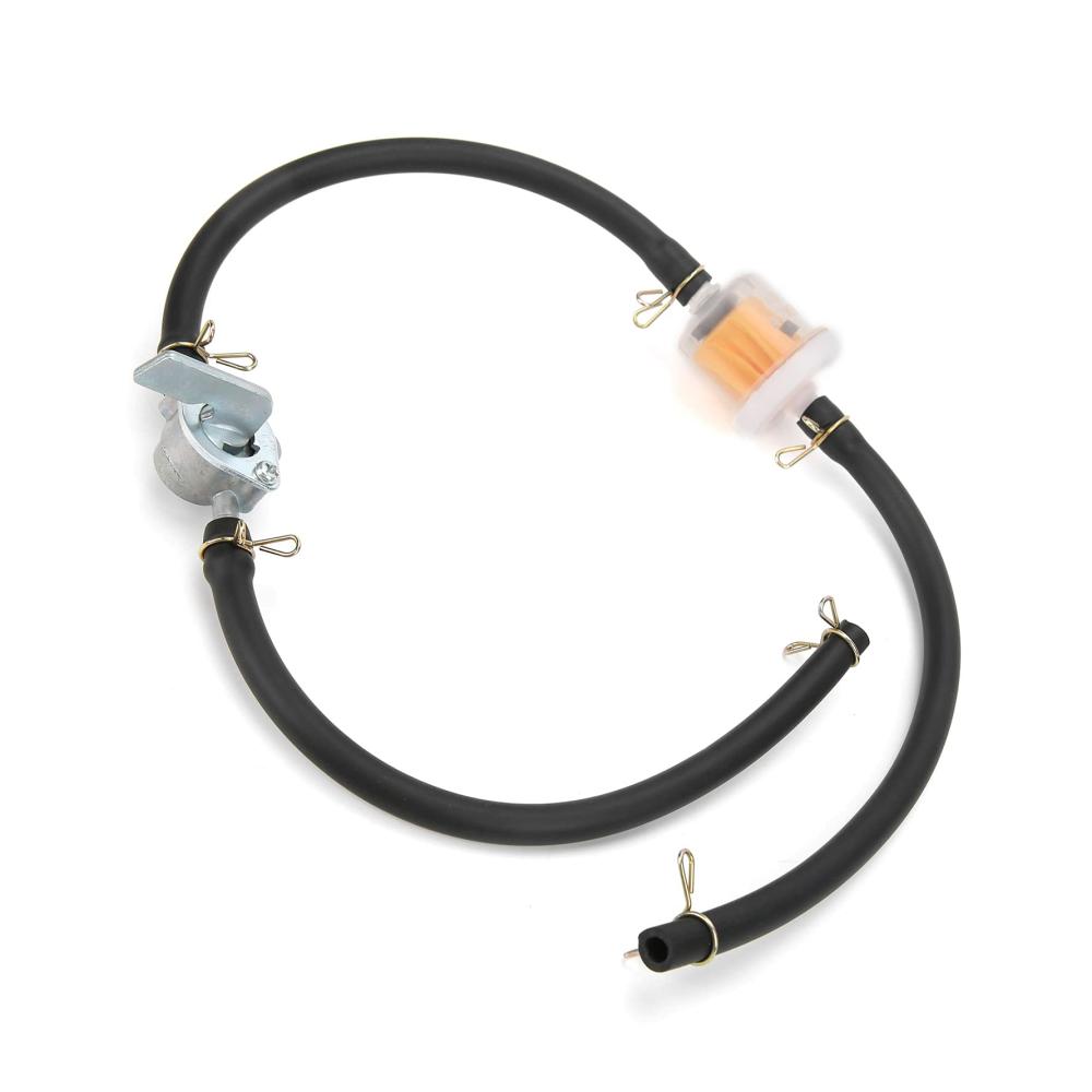 Kraftstofftankhahn Klemmen-Set für ATV & Dirtbikes – 6mm Flexibles Filterrohr mit Absperrventil. Universell einsetzbar 236 Zoll lang. Hohe Qualität & einfache Installation