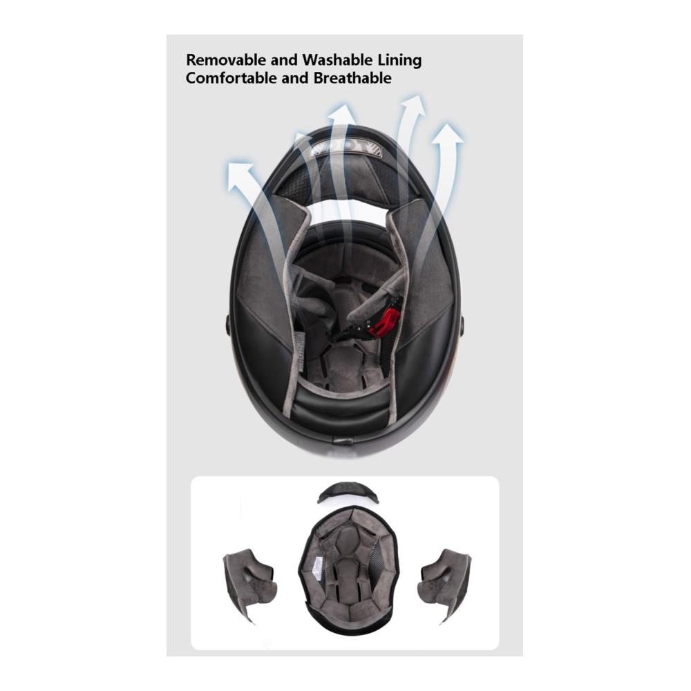 Authentischer Retro-Integralhelm für Erwachsene – DOT/ECE-Zulassung – Vintage Style – Hochwertiger Crash Helm für Motorradkreuzer – Idealer Schutz für Straßen- und Motocross-Fahrten – Größe D M=57-58CM