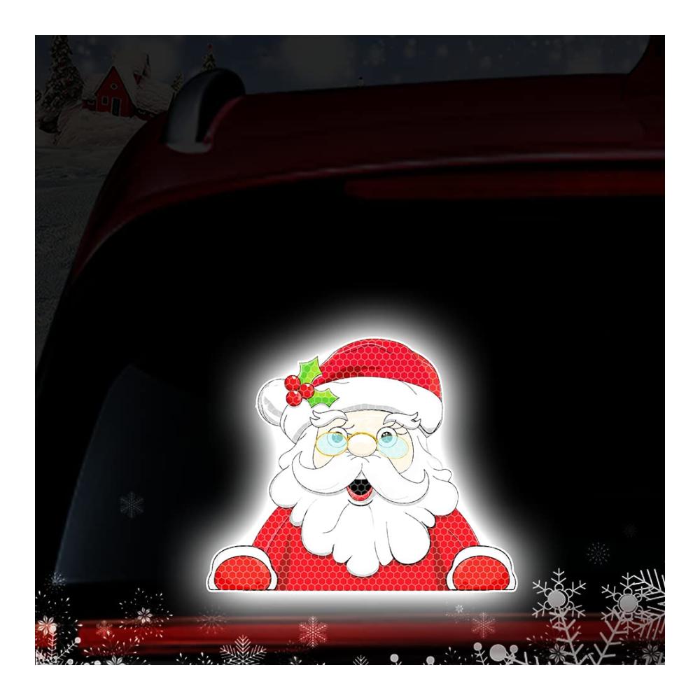 Weihnachtsdekoration Reflektierende Autoaufkleber mit Weihnachtsmann-Motiv | Fenster-Aufkleber für sicheres Fahren in der Nacht | Auto LKW Motorrad | Geschenkidee für Autofahrer