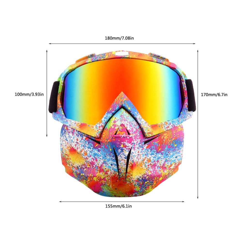 SPOSUNE Motorradbrille mit abnehmbarer Gesichtsmaske | Anti-Kratzer & staubgeschützt | UV400 Schutz | Ideal für ATV Motocross Paintball & mehr | Verstellbarer Riemen & weicher Schaumstoff