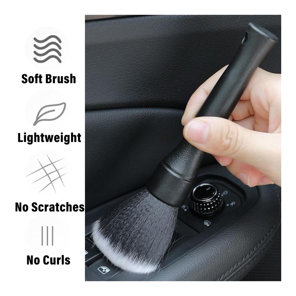 2er Set Profi Auto Innenreinigungs-Bürsten | Weiche Pinsel für Autoräder Embleme & Motorraum | Ideales Auto Detailing Werkzeug | Schwarz Kurz- & Langgriff