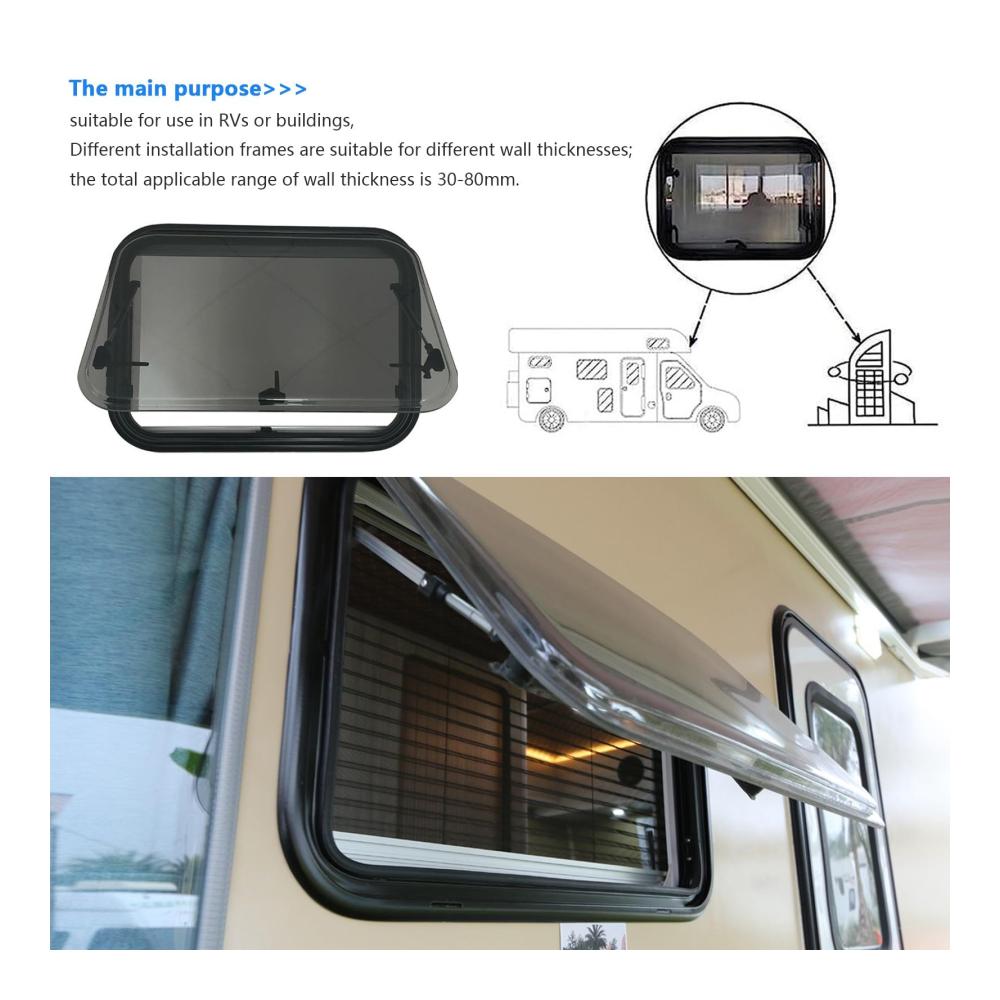 Fenster für Wohnwagen Ausstellfenster mit Insektenschutz und integriertem Rollo - Ideal für Camper und Vans - 1000x600mm