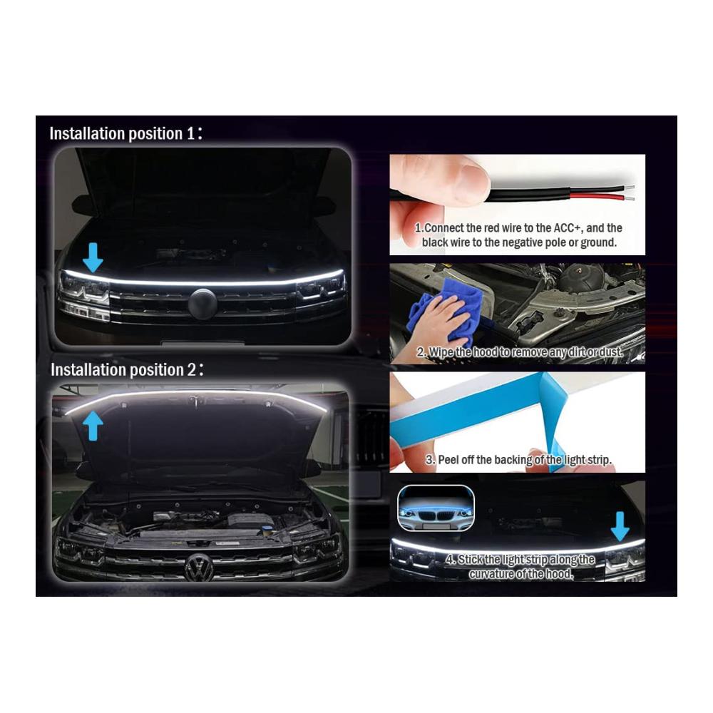 Entdecken Sie die Magie der Neonspots & Neonstäbe! Flexibles wasserdichtes Auto-Streifenlicht 180CM universales Auto-Tagfahrlicht APP-Steuerung für Autos SUVs & LKWs. Bringen Sie Ihren Fahrzeug-Look zum Leuchten