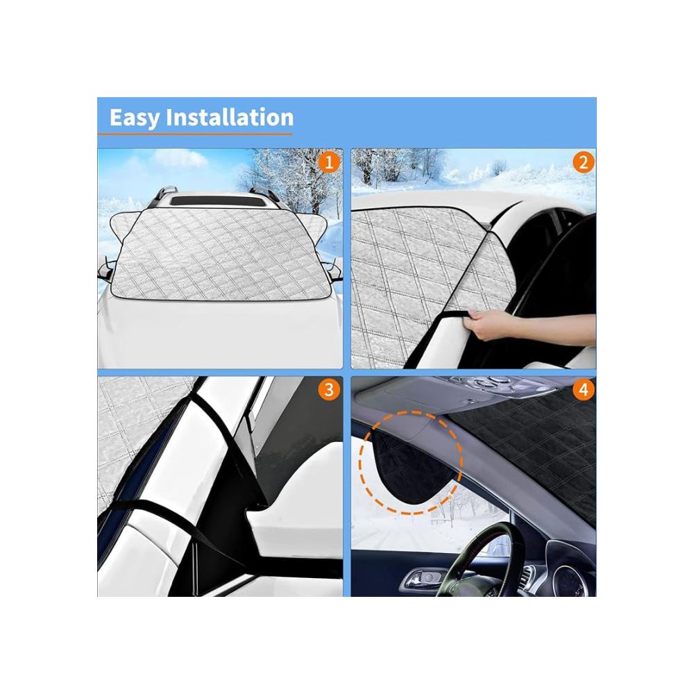 Eisschutzfolien für Renault Megane | Magnetische Auto Windschutzscheibenabdeckung | Winter Schutz vor Schnee und Frost | Inklusive 2 Spiegelabdeckungen | Integrierte Magneten | 170x145cm
