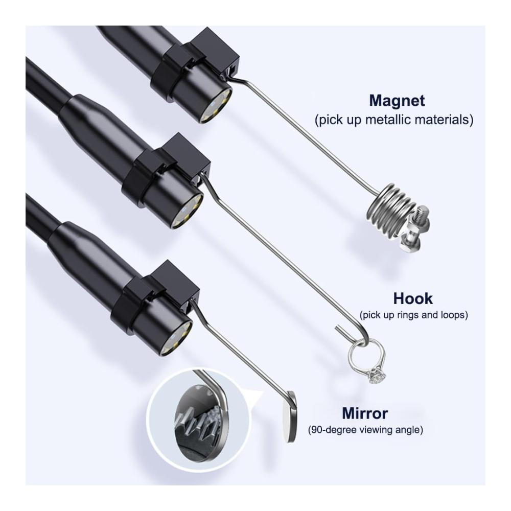 Erkunden Sie mühelos mit unserer hochauflösenden Inspektionskamera! 1080P Endoskop mit 8mm Schlank-Design wasserdichter Schlangenkamera und 4.3-Zoll Display. Dimmbare 8LEDs für klare Einblicke. Perfekte Inspektionskamera (10M) für präzise Untersuchungen