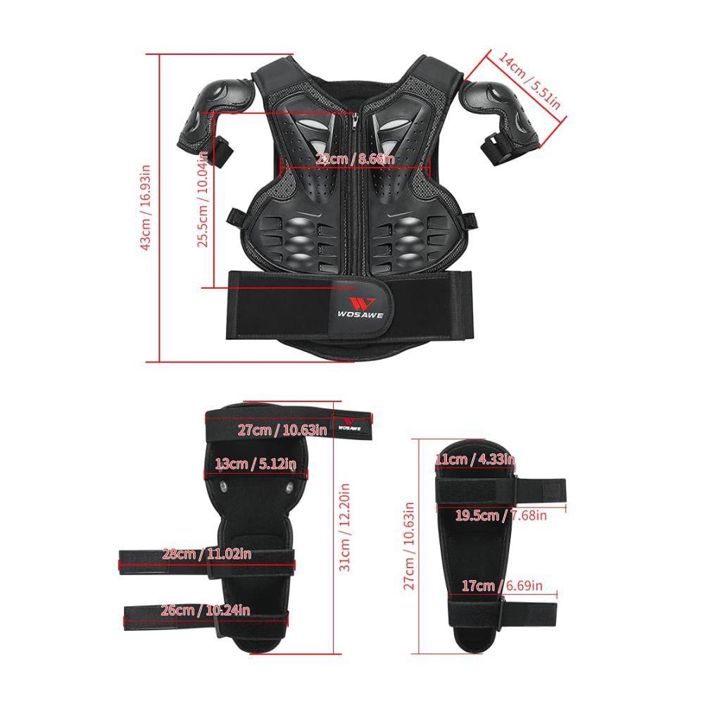 Hochwertige Kinder-Schutzkleidung mit Knieschonern und mehr - Ideal für Motorrad Ski Snowboard & Motocross - Kompletter Ganzkörperschutz Set in Blau (MO467