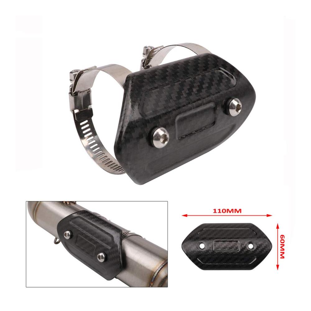 Montageteile für Auspuff-Hitzeschutz | Kohlefaser Motorrad-Auspuffrohrabdeckung | Schutzabdeckung | universell (110 x 60 mm) | Hochwertige Befestigungskomponenten enthalten