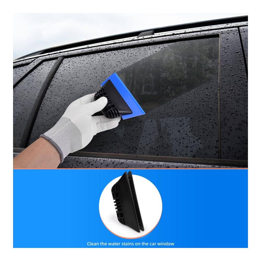 Fensterfolien Profi Auto Wasserabzieher mit Silikonlippe für Spiegel Dusche & Autofenster | Fensterwischer inklusive | Car Wrapping & Tönungsfolie Schwarz Blau