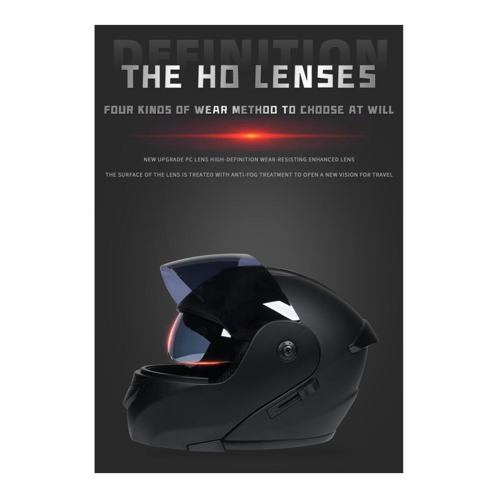 Bluetooth Integralhelm mit DOT/ECE-Zulassung | Klappbarer Vollgesichtshelm mit Antibeschlag-Sonnenblende und Mikrofon | Für Erwachsene | Motorradhelm