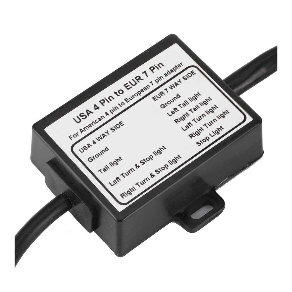 Entwickelter Trailer-Adapter Elektrosätze 4-Pin USA zu 7-Pin EUR | Hochwertiger 4-Wege Flach auf 7-Wege Rundstecker | Idealer Kabelstecker für Trailer-Lichter mit Stop/Bremssignal-Trennung | Zuverlässige Verbindung für reibungslose Fahrten