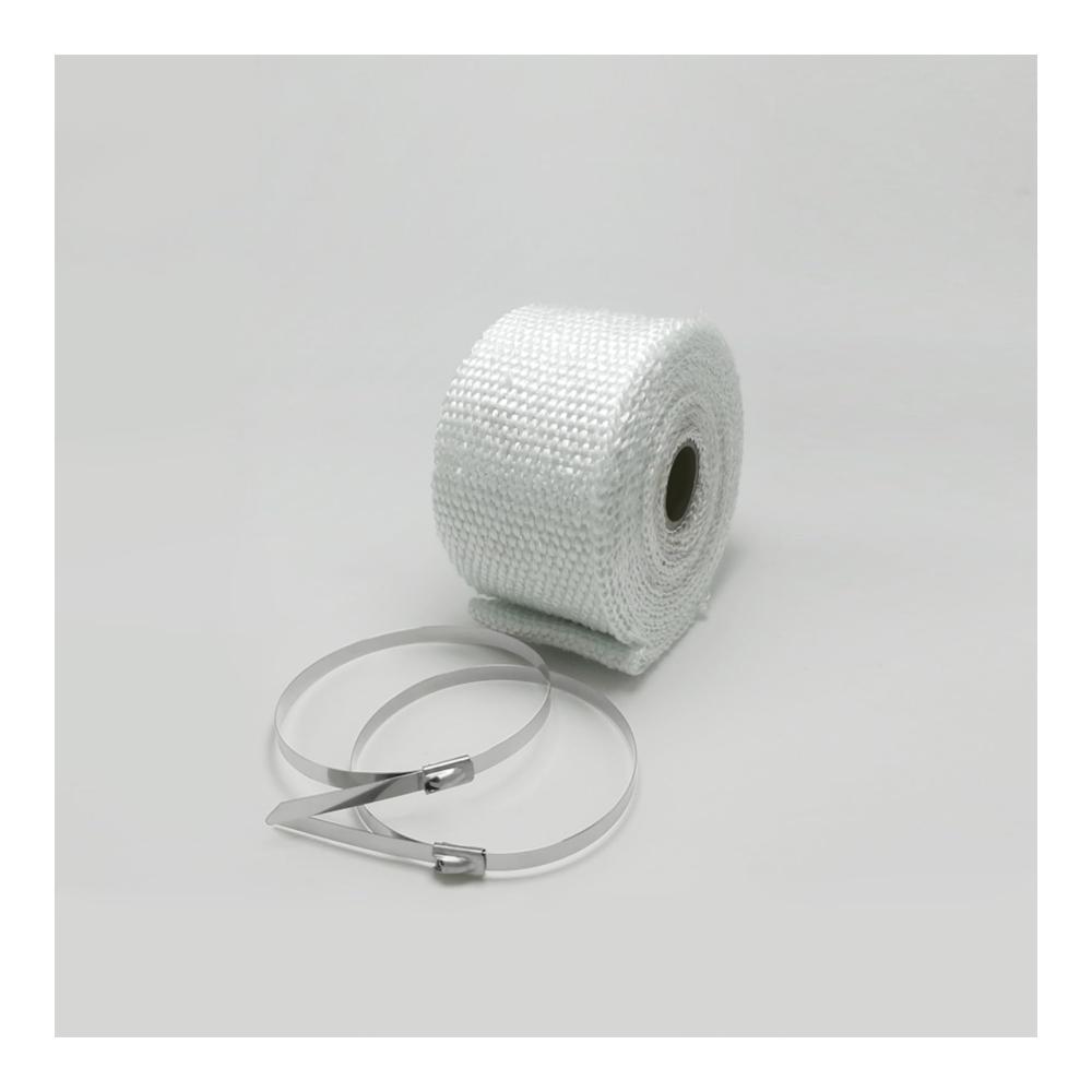 Hitzeschutzband Auspuff 2×200CM - Effektiver Abgasschutz für Stromerzeuger & Motorräder - Hitzebeständiges Abgasschlauchband 50mm - Inkl. 2 Edelstahl-Kabelbinder - Robust & Langlebig