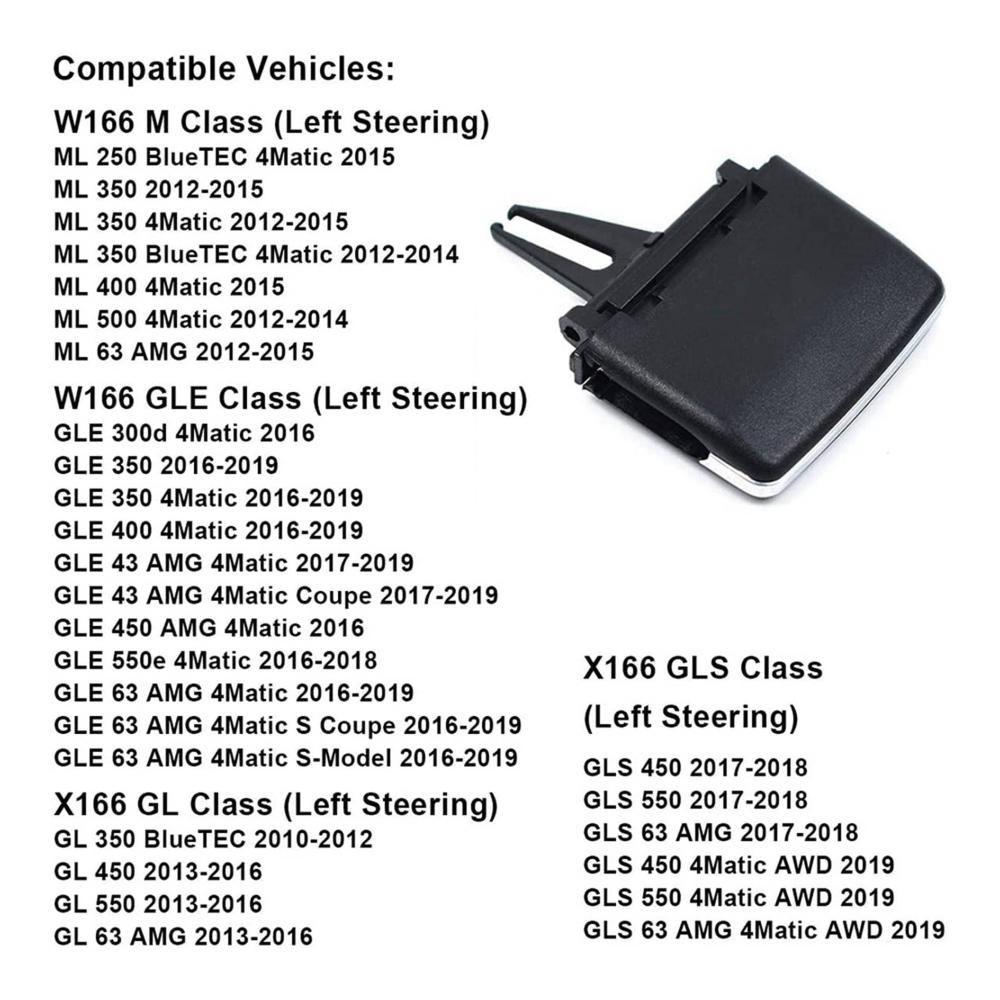 4er Set Vordere Lüftungsgitter Klappen Clips für W166 - Hochwertige Belüftung für Ihr Fahrzeug - Einfache Montage für optimale Luftzirkulation - Passgenau für Vorne Links & Rechts