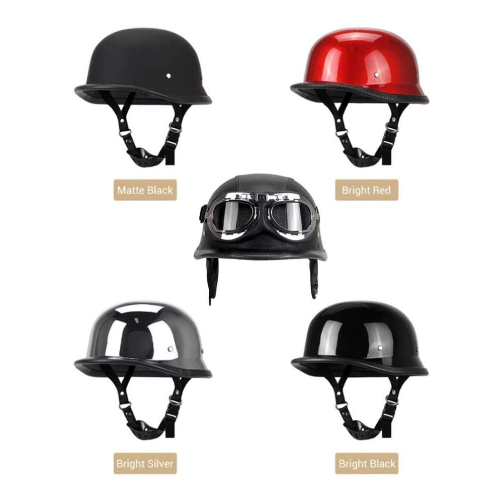 JTYX Halbhelm für Motorrad mit Fliegerbrille & Wehrmacht-Eisernes-Kreuz-Design Schwarz Retro Harley-Stil für Cruiser Chopper & Biker integriertes Visier inklusive