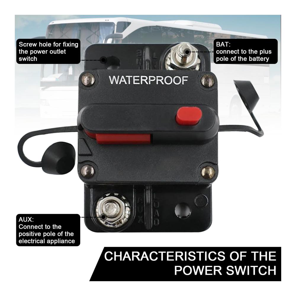 Wasserdichter Schutzschalter Leistungsschalter mit Sicherungshalter für Auto Marine Boot Bike - 50A Inline Fuse - Zuverlässiger Reset-Schalter für Auto-Radio und Stereo-Audio