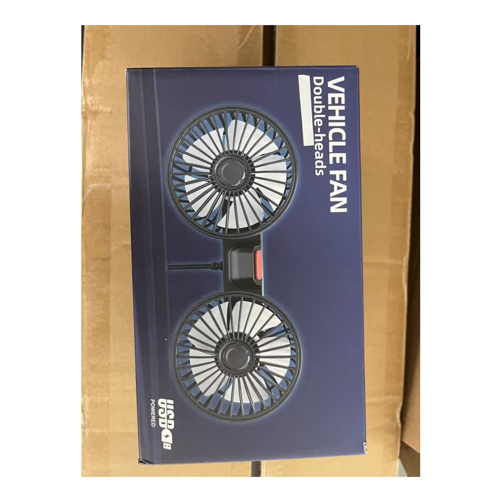 Tragbarer USB-Autolüfter mit Doppelkopf 3 Geschwindigkeiten & 360°-Drehung - Clip-Fan für Limousinen SUVs & Wohnmobile - Ideal für unterwegs