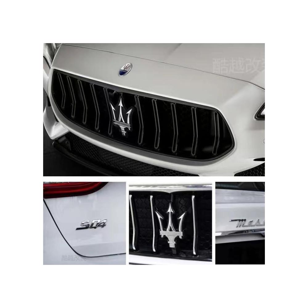 Erhöhen Sie den Glanz Ihres Maserati GranCabrio! Hochwertiges Auto Emblem 2016-2018. Wasserdichter Metallsticker für Motorhaube und Kofferraum. Stilvolles Dekor und langlebiges Zubehör