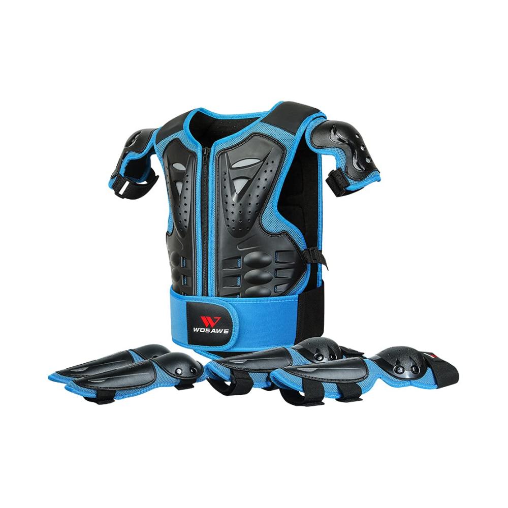 Hochwertige Kinder-Schutzkleidung mit Knieschonern und mehr - Ideal für Motorrad Ski Snowboard & Motocross - Kompletter Ganzkörperschutz Set in Blau (MO467