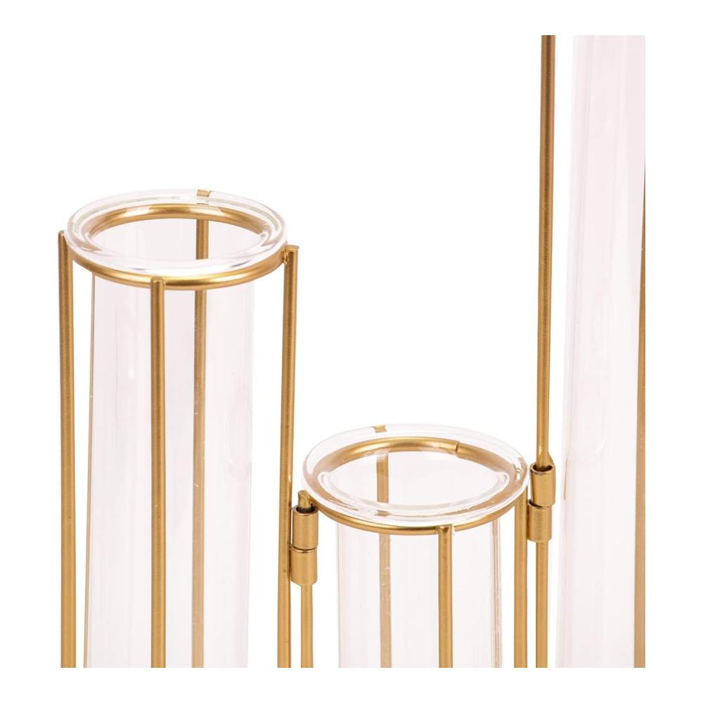 Schutzleisten Moderne Reagenzglasvase mit Metallrahmen - Ideale Scharniervasen für Tafelaufsätze - Glasblumenvase für Tischdekoration mit 5 Reagenzgläsern - Knospen-Display-Set für stilvolle Hochzeitsdekoration zu Hause