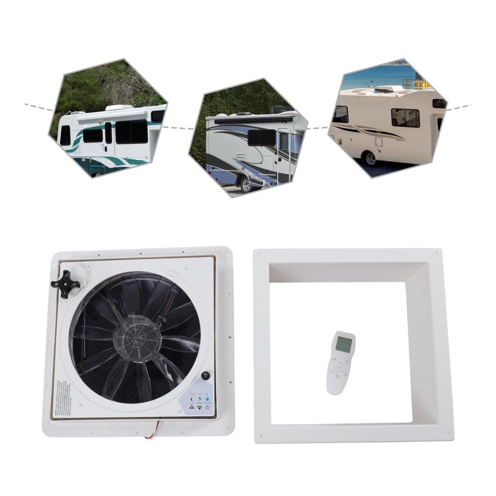 Erfrischen Sie Ihr Wohnmobil mit dem leistungsstarken 14-Zoll-Reversiblen Abluftventilator! Extrem geräuscharm dauerhafte Belüftung UV-beständiger Deckel inklusive 12V Remote. Idealer Dachlüfter für unterwegs