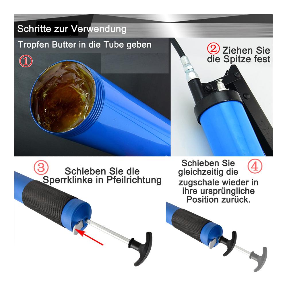 Hochleistungs-Handfettpresse 10000 PSI | Einhand-Bedienung | Aluminiumlegierung | 600cc Kapazität | Ideal für Bagger Landmaschinen & mehr | Schlauch & Hartrohr enthalten