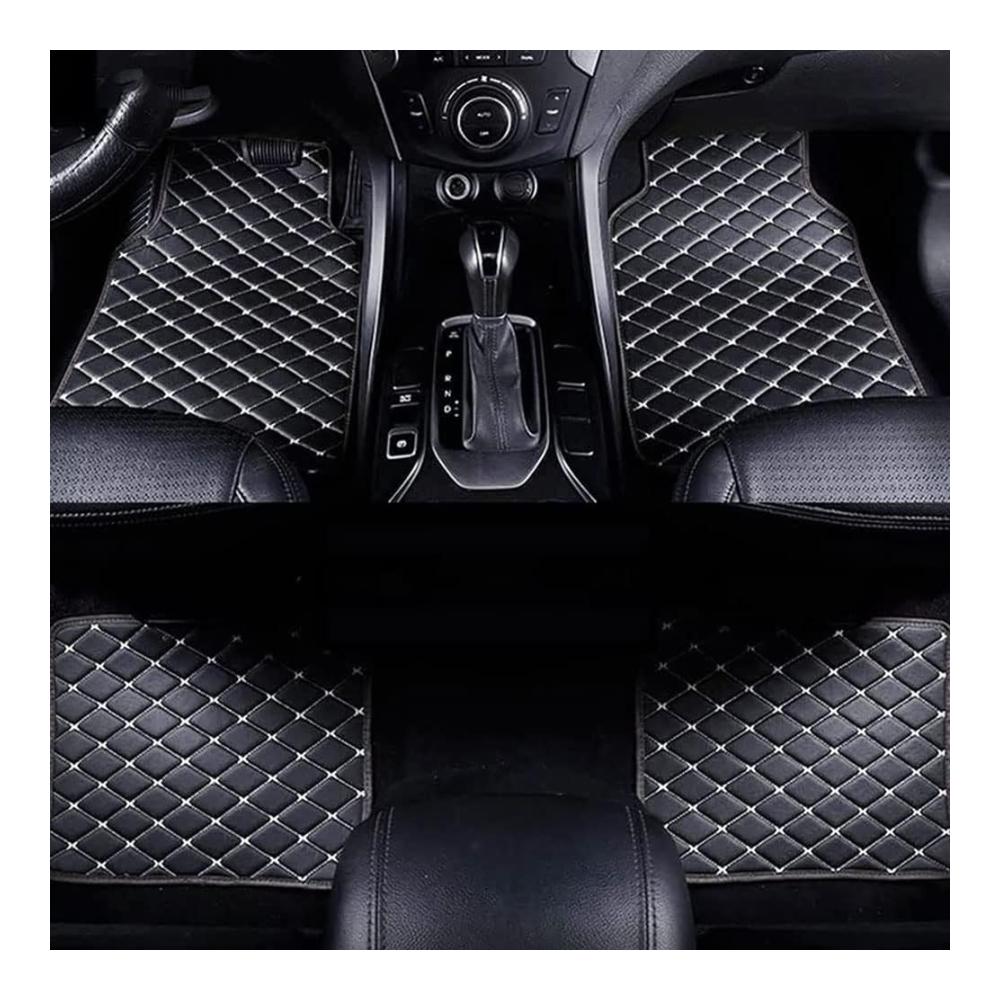 4er Set Maßgeschneiderte Auto Leder Fußmatten für V-W Golf 4 GTI 1997-2003 - Wasserdichte Teppiche für Vorder- und Rücksitze - Hochwertiges Zubehör für Ihr Fahrzeug - Schwarz/Beige