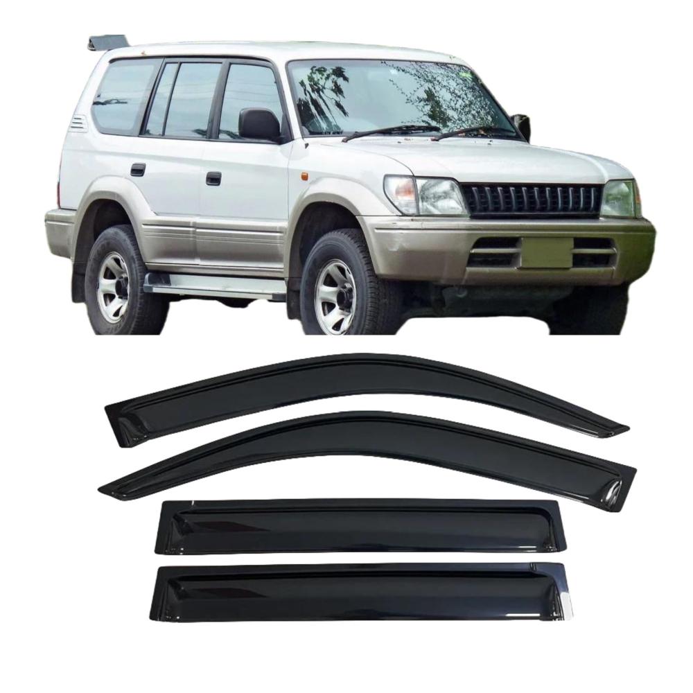 Auto Windabweiser Visier Sonnen- & Regenschutz für Toyota Land Cruiser Prado J90 (1996–2002) Seitenfenster | Schattenschild & Wetterschutz für Autofenster
