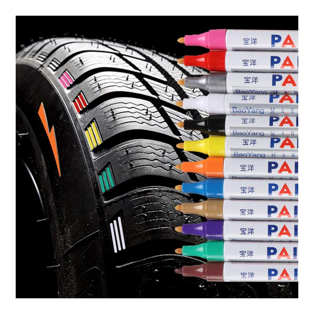 Entdecken Sie Brillanz 12 Hochwertige Lackstifte für Reifen | Wasserdichte Marker für Auto Motorrad & Fahrradreifen | Permanent & Langlebig | Kreatives Design | Lebendige Farben für Reifenprofil | Alles was Sie brauchen für auffällige Reifen | Bestellen Sie jetzt