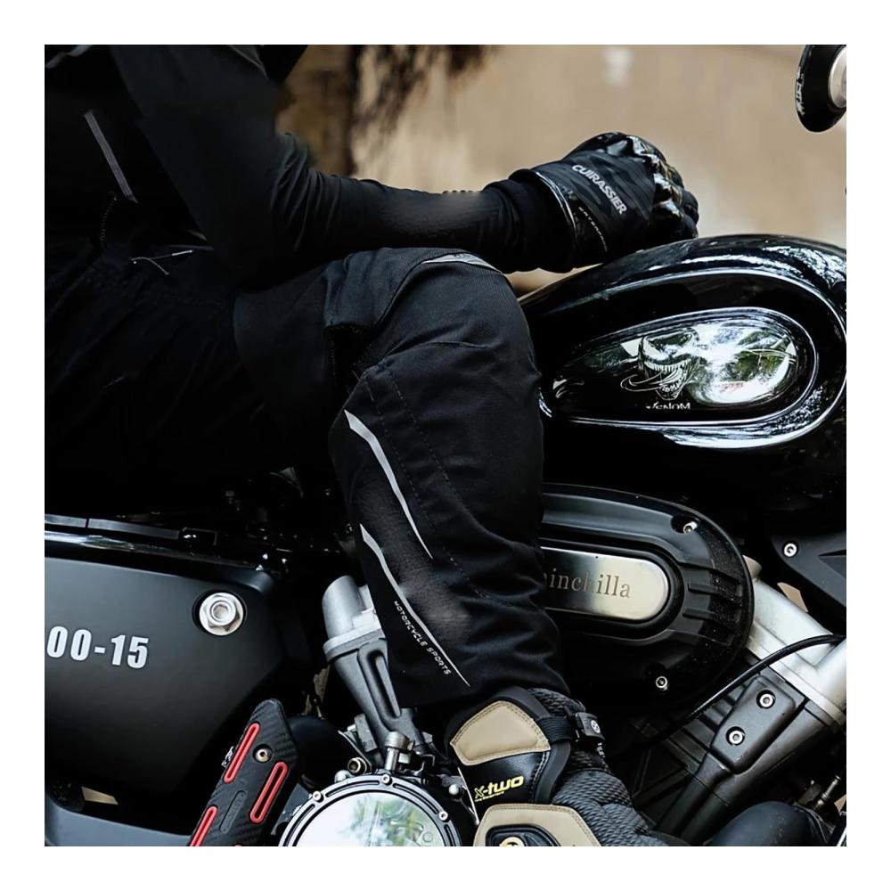 Premium Knieschoner Rock88 Motorrad Kniewärmer für ultimativen Schutz - Verstellbarer Riemen, reflektierendes Design - Ideal zum Radfahren und Reiten - Schwarz, 56 * 50cm