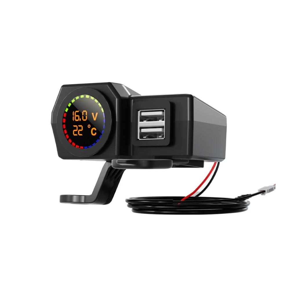 Motorrad USB Ladegerät 5V 3.4A - Hochleistungs-Ladegerät für Motorradlenker - Wasserdichtes Schnellladegerät mit Unabhängigem Schalter und Voltmeter - USB Steckdose Netzteil - Praktisches Motorradzubehör für unterwegs - Lade deine Geräte bequem während der Fahrt - Zuverlässiges Power Adapter für dein Motorradabenteuer