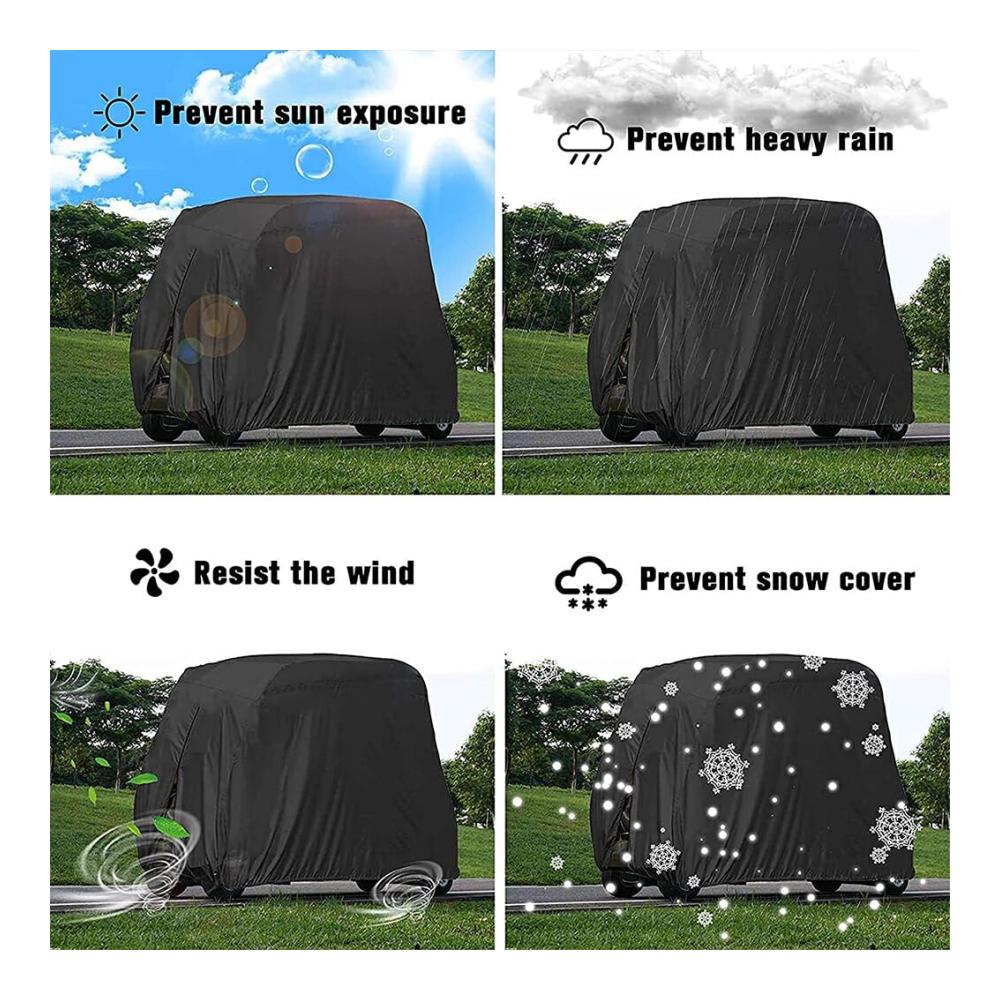 Hochwertige Messgeräte Multifunktionale staubdichte Abdeckung für Golfwagen | Einfache Installation & Zugang | Zuverlässiger Schutz | Robustes OxfordCloth | Schwarz | 242x122x168 cm