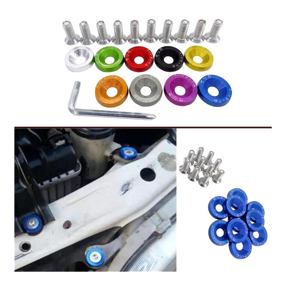 Kleinteile Set 20 Aluminium Unterlegscheiben für M6x20 Sechskantbefestigungen - Perfekt für Auto-Modifikationen und Car-Styling - Orange
