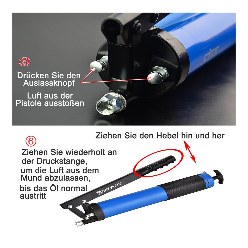 Hochleistungs-Handfettpresse 10000 PSI | Einhand-Bedienung | Aluminiumlegierung | 600cc Kapazität | Ideal für Bagger Landmaschinen & mehr | Schlauch & Hartrohr enthalten