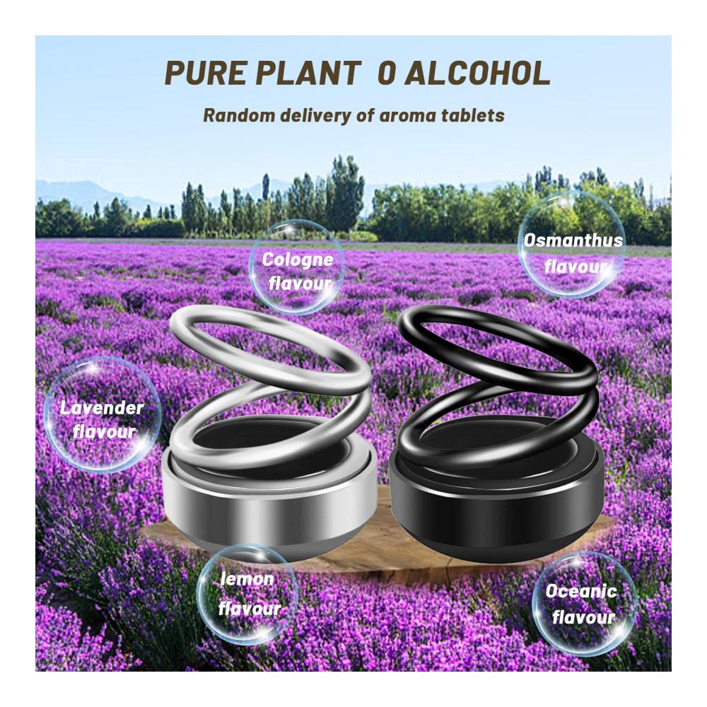Genießen Sie frische Düfte überall - Aroma-Diffusoren Set Kinetische Heizung Mini 2 Stück für saubere Luft im Auto und unterwegs - Schwarz Silber