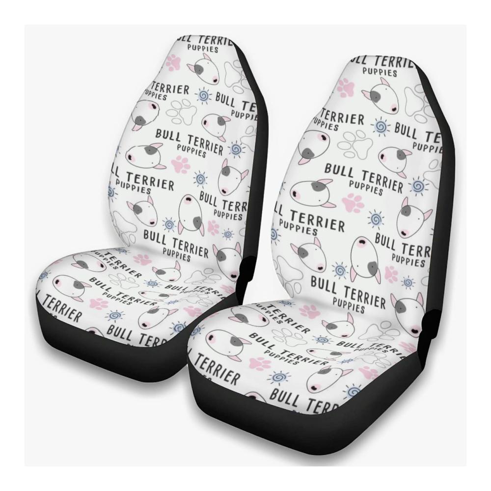 Universelles Sitzbezügeset für Autositze mit Bullterrier-Welpen-Print | Schützen Sie Ihre Autositze vor Verschleiß und Haaren | Multicolor | Einheitsgröße | Autositzschutz inklusive