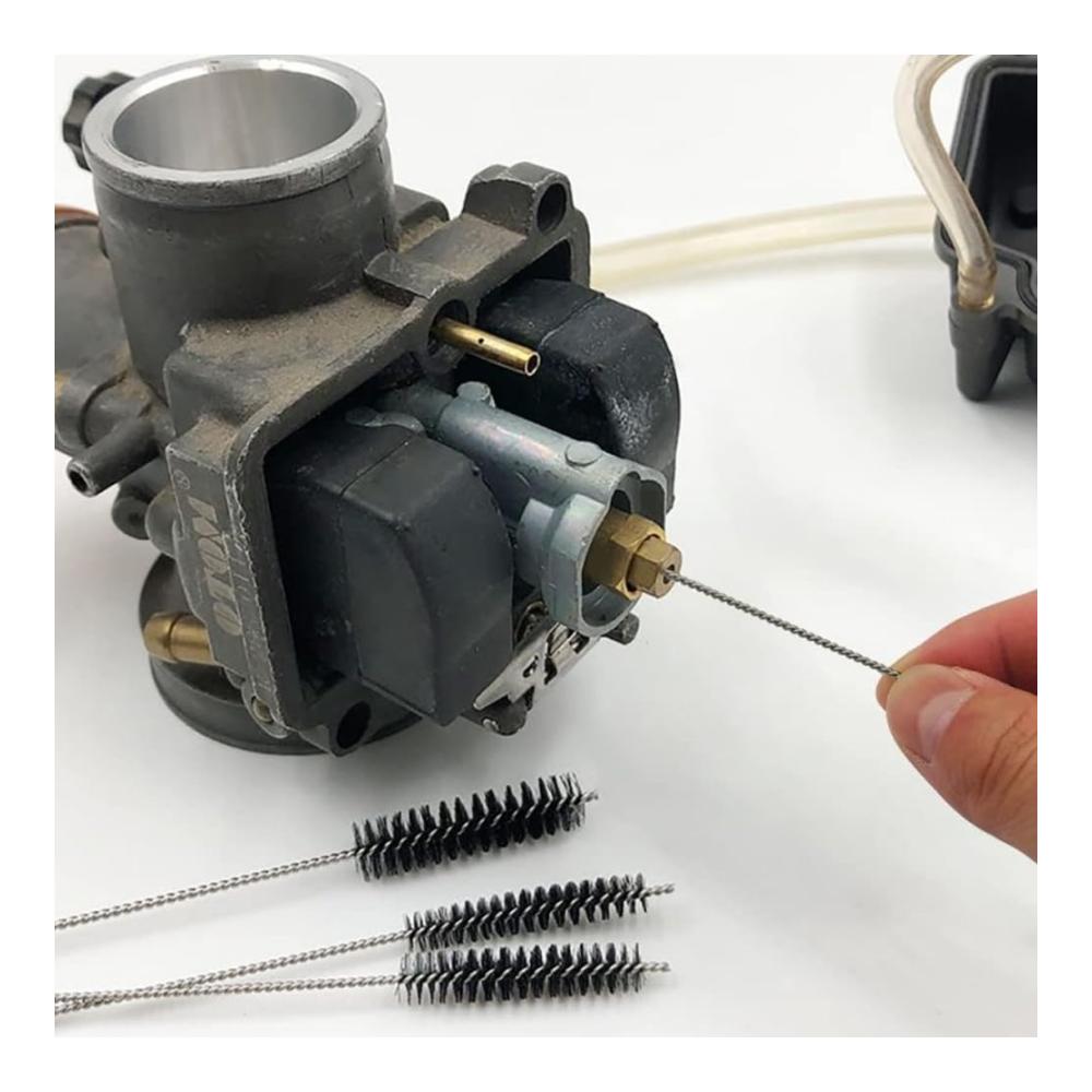 Ultimatives Reinigungsset für Motorrad, ATV, Moped & mehr | 3-teiliges Set zum Entfernen von Schmutzstrahlen, 13 Reinigungsdrähte, 10 Reinigungsnadeln, 5 Nylonbürsten & 1 Schärfwerkzeug-Set