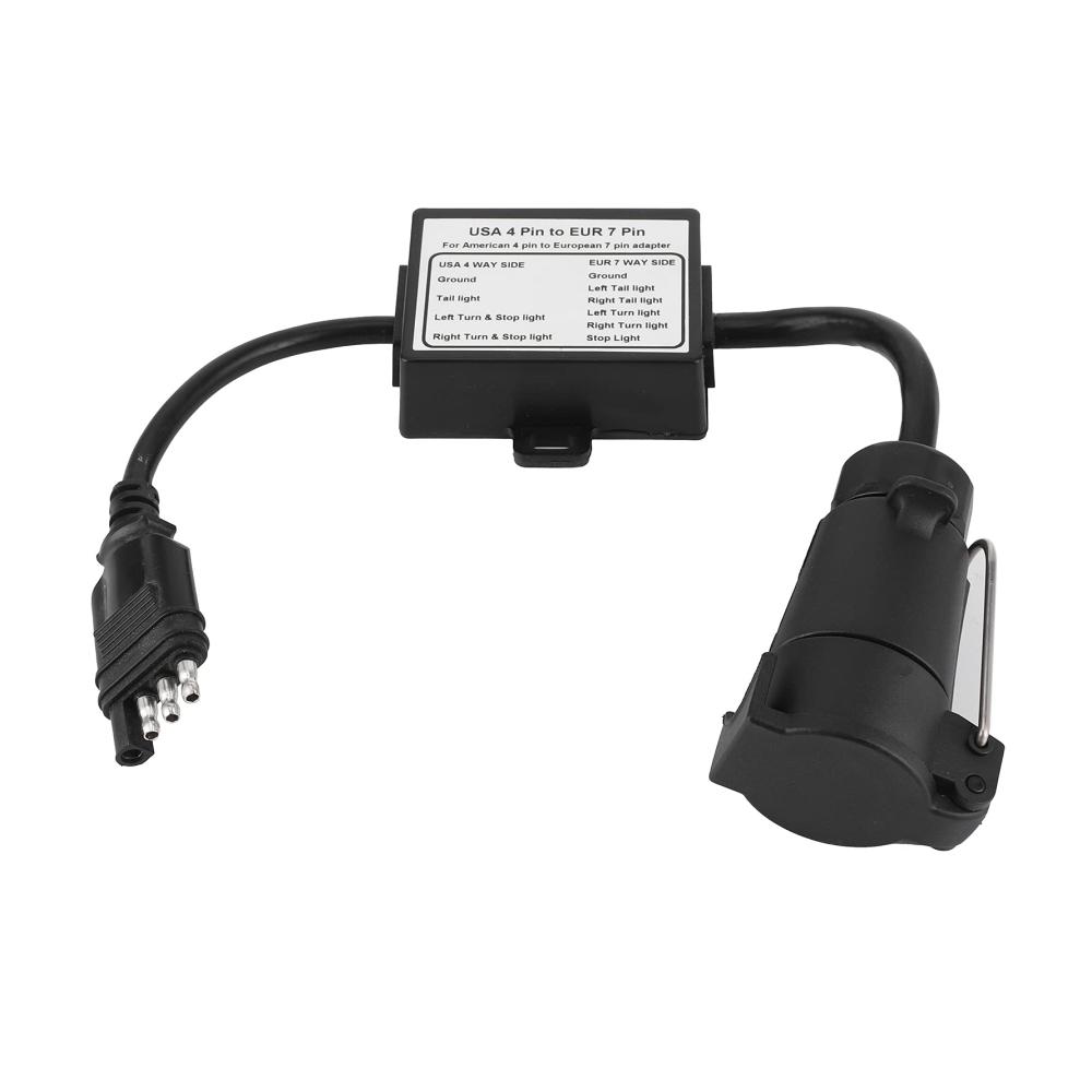 Entwickelter Trailer-Adapter Elektrosätze 4-Pin USA zu 7-Pin EUR | Hochwertiger 4-Wege Flach auf 7-Wege Rundstecker | Idealer Kabelstecker für Trailer-Lichter mit Stop/Bremssignal-Trennung | Zuverlässige Verbindung für reibungslose Fahrten