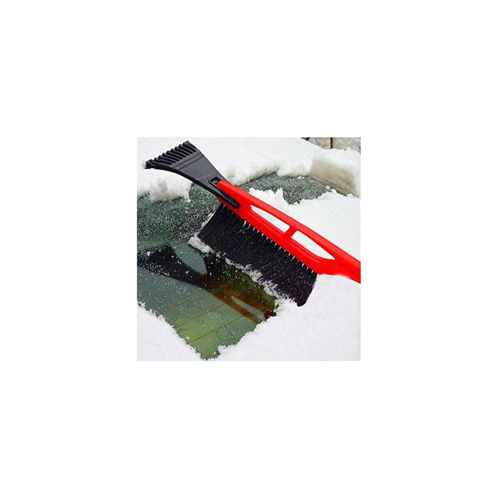 Eiskratzer mit Schneebesen und Schaufel | 3-in-1 Auto Enteiser Werkzeug | Windschutzscheibenreinigung und Schneeräumung | Rot