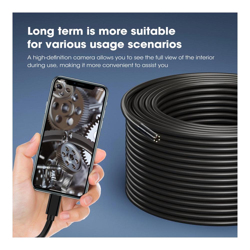 Inspektionskamera Endoskop für Smartphone 1920 x 1440P HD 8 LEDs 7.9mm Sonde IP67 wasserdicht halbstarres Kabel iOS & Android kompatibel 16.5ft