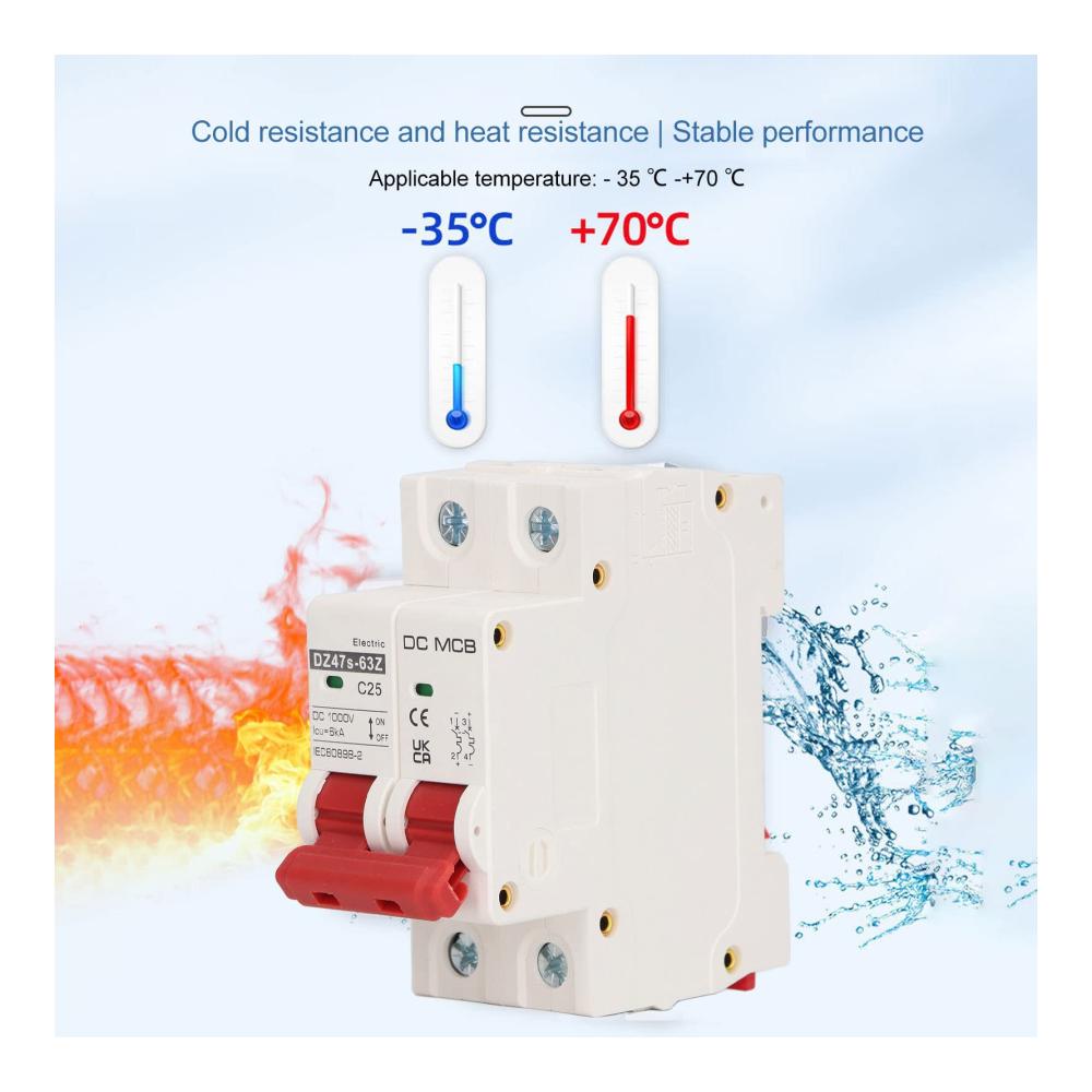 Schutzschalter für Solar-PV-Systeme Miniatur-Leistungsschalter DC 1000V 25A elektrischer Auslaufschutz 2P Überlastschutzschalter - Zuverlässiger Stromschutz (DZ47S 63Z